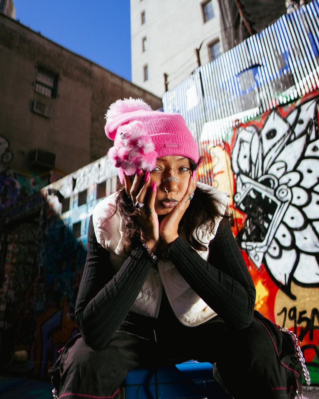 SPRAYGROUND Pink Lil Bear Puff Beanie — product image 5
