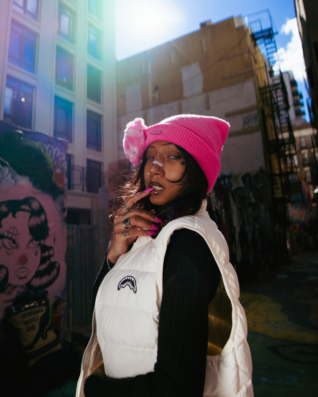 SPRAYGROUND Pink Lil Bear Puff Beanie — product image 7
