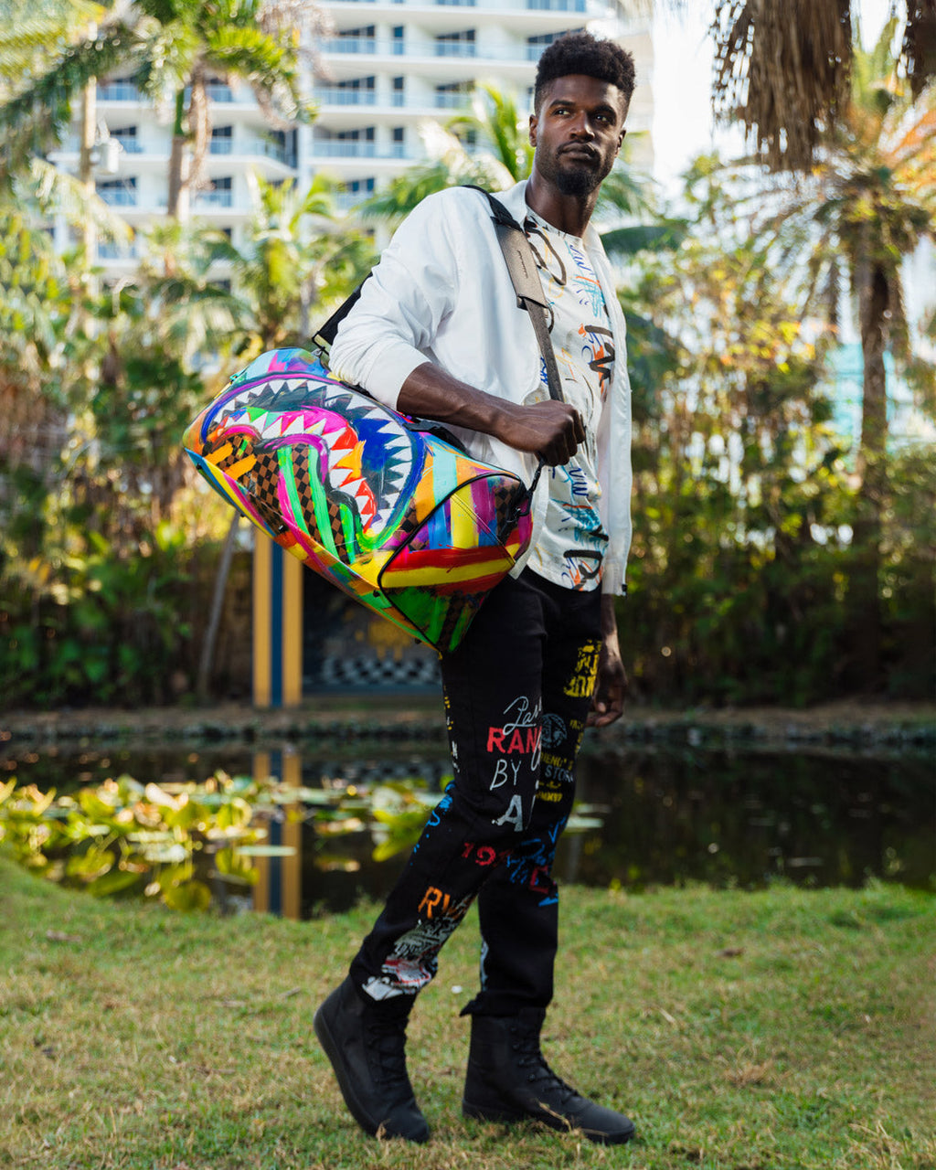 SPRAYGROUND Sharks In Paris City Streaks Duffle — product image 2