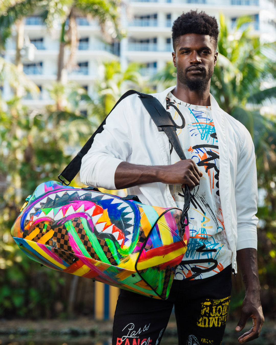 SPRAYGROUND Sharks In Paris City Streaks Duffle — product image 4