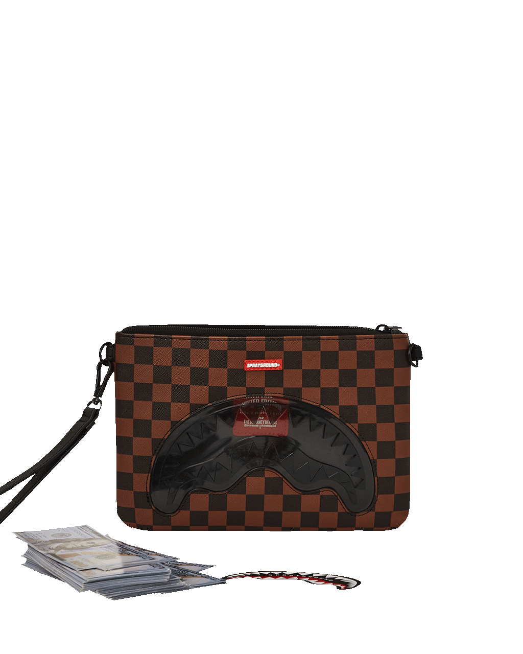 SPRAYGROUND Sharks In Paris Clear For Takeoff Crossover Clutch With Strap — product image 1