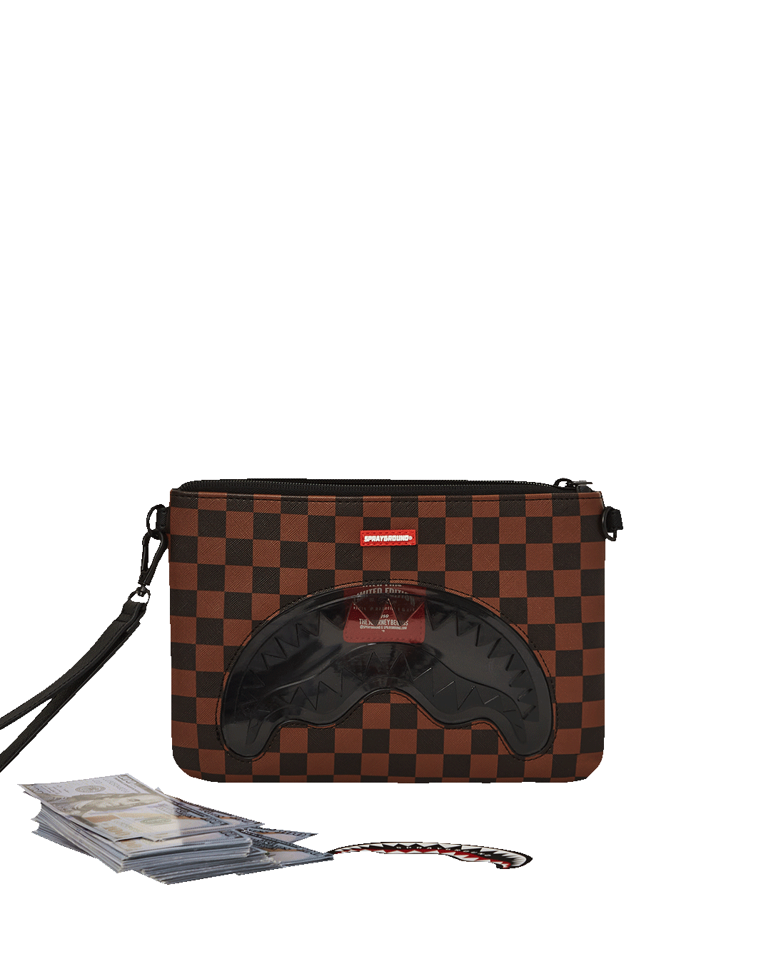 SPRAYGROUND Sharks In Paris Clear For Takeoff Crossover Clutch With Strap — product image 1