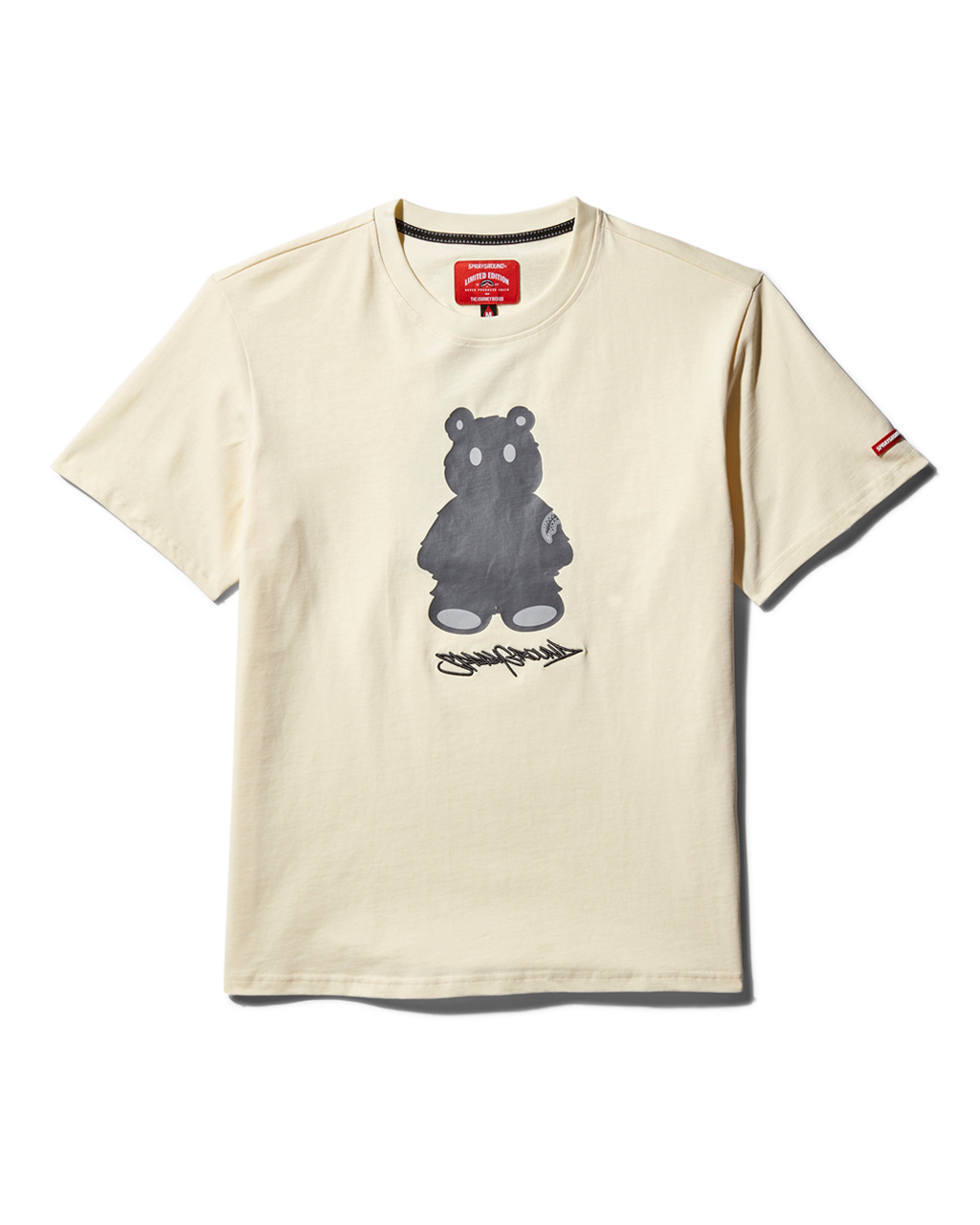SPRAYGROUND Short Sleeve Graphic Money Bear T-Shirt (Apricot) — product image 1