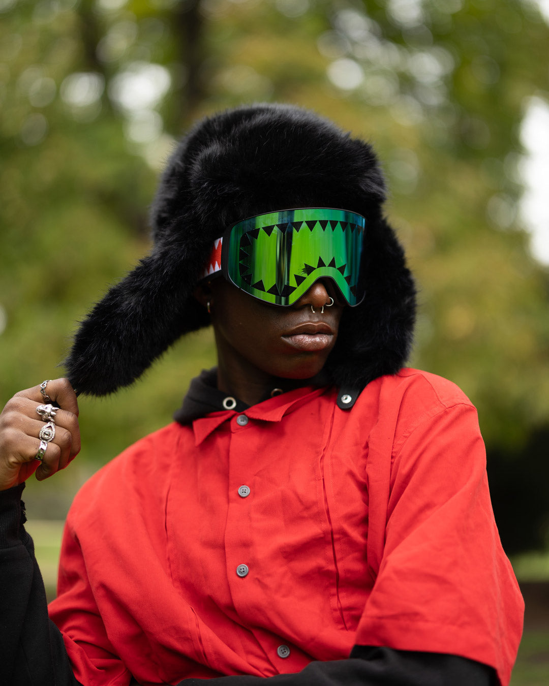 SPRAYGROUND Sky High Seekers Arctic Big Fur Aviator (Blk) Hat — product image 4