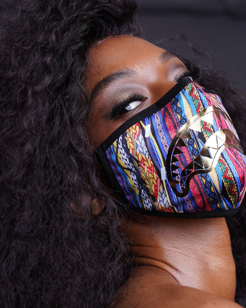 SPRAYGROUND 1994 Gold Metallic Shark Polyester Face Mask — product image 2