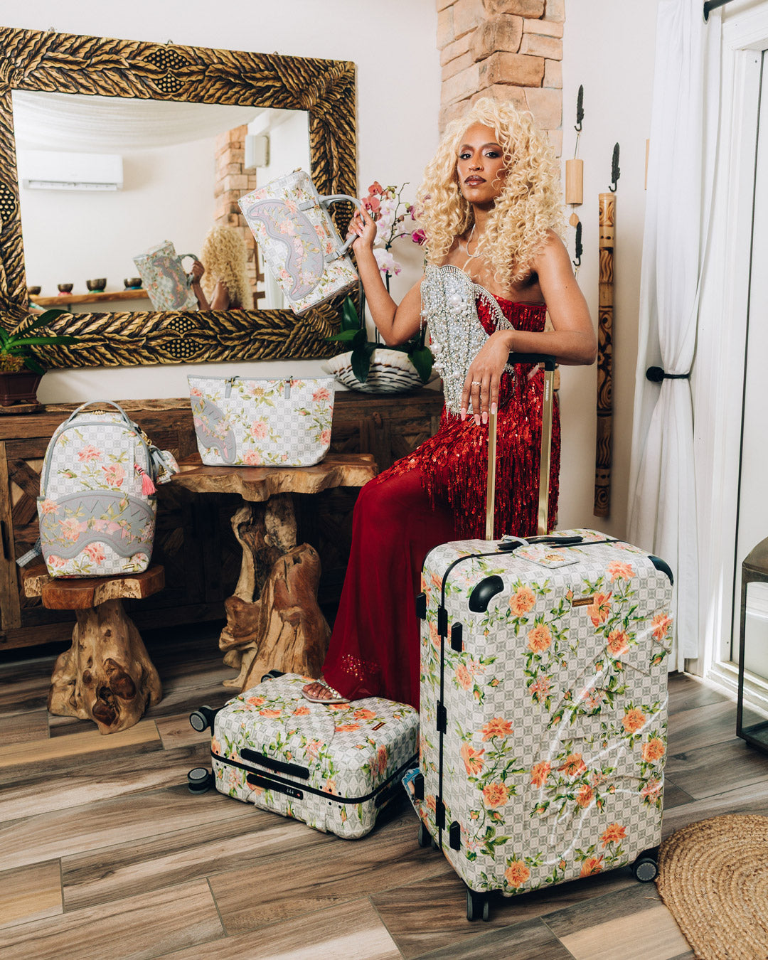 SPRAYGROUND A.I. African Intelligence Elegant Energy Sharkitecture Carry-On Luggage - Sandflower Collab — product image 10