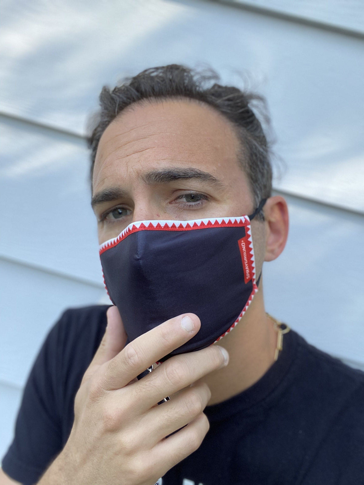 SPRAYGROUND Adult Vertical Shark (Black) Form-Fitting Face Mask — product image 3