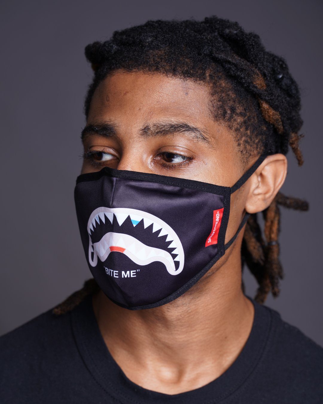 SPRAYGROUND Bite Me Shark (Blk) Polyester Face Mask — product image 2