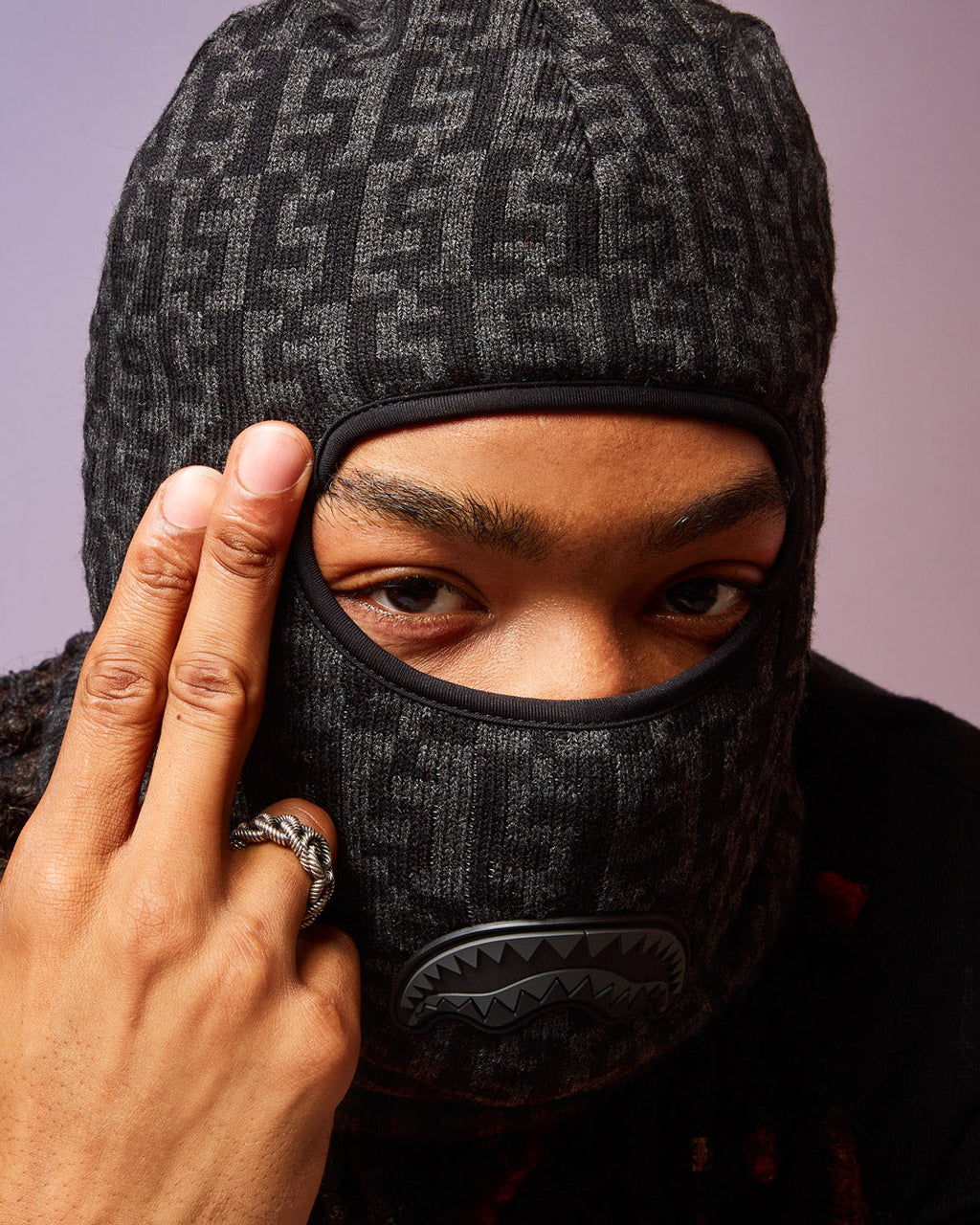 SPRAYGROUND Cashin Checks Ski Mask (Gray) — product image 2