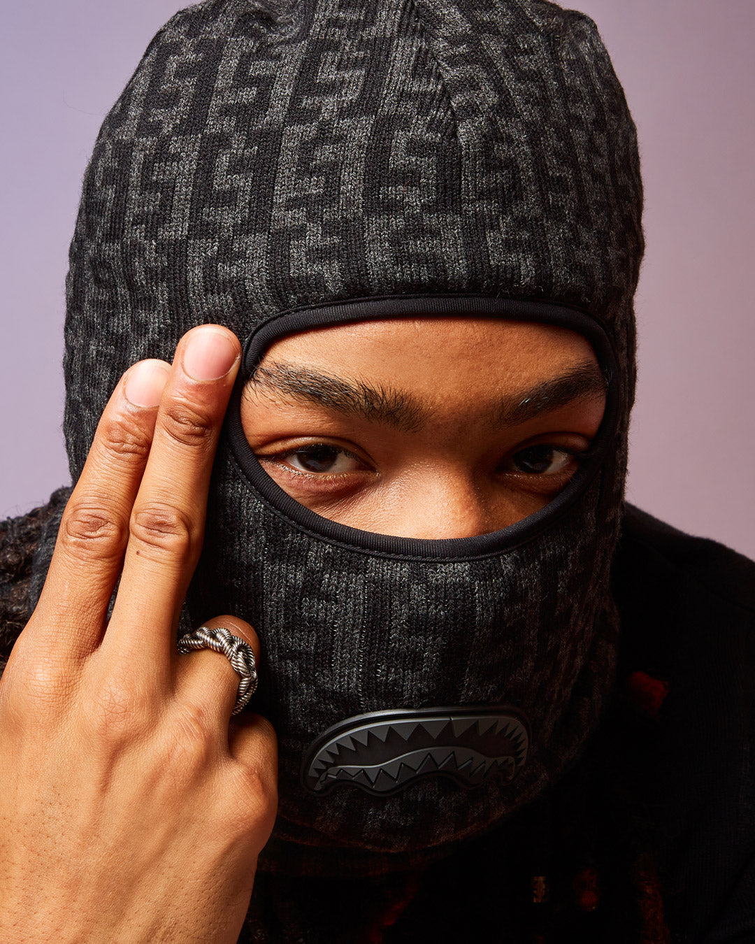 SPRAYGROUND Cashin Checks Ski Mask (Gray) — product image 2