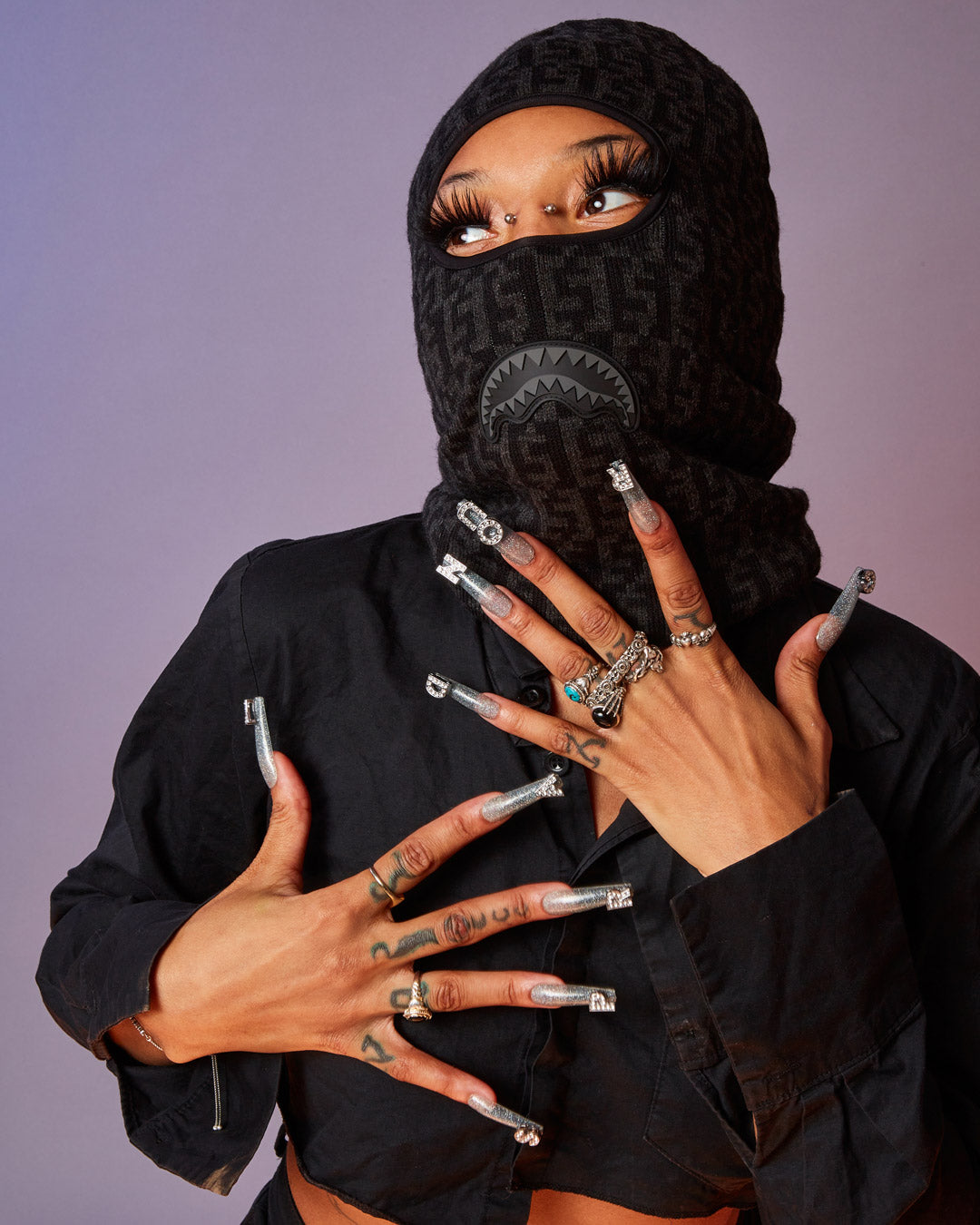 SPRAYGROUND Cashin Checks Ski Mask (Gray) — product image 4
