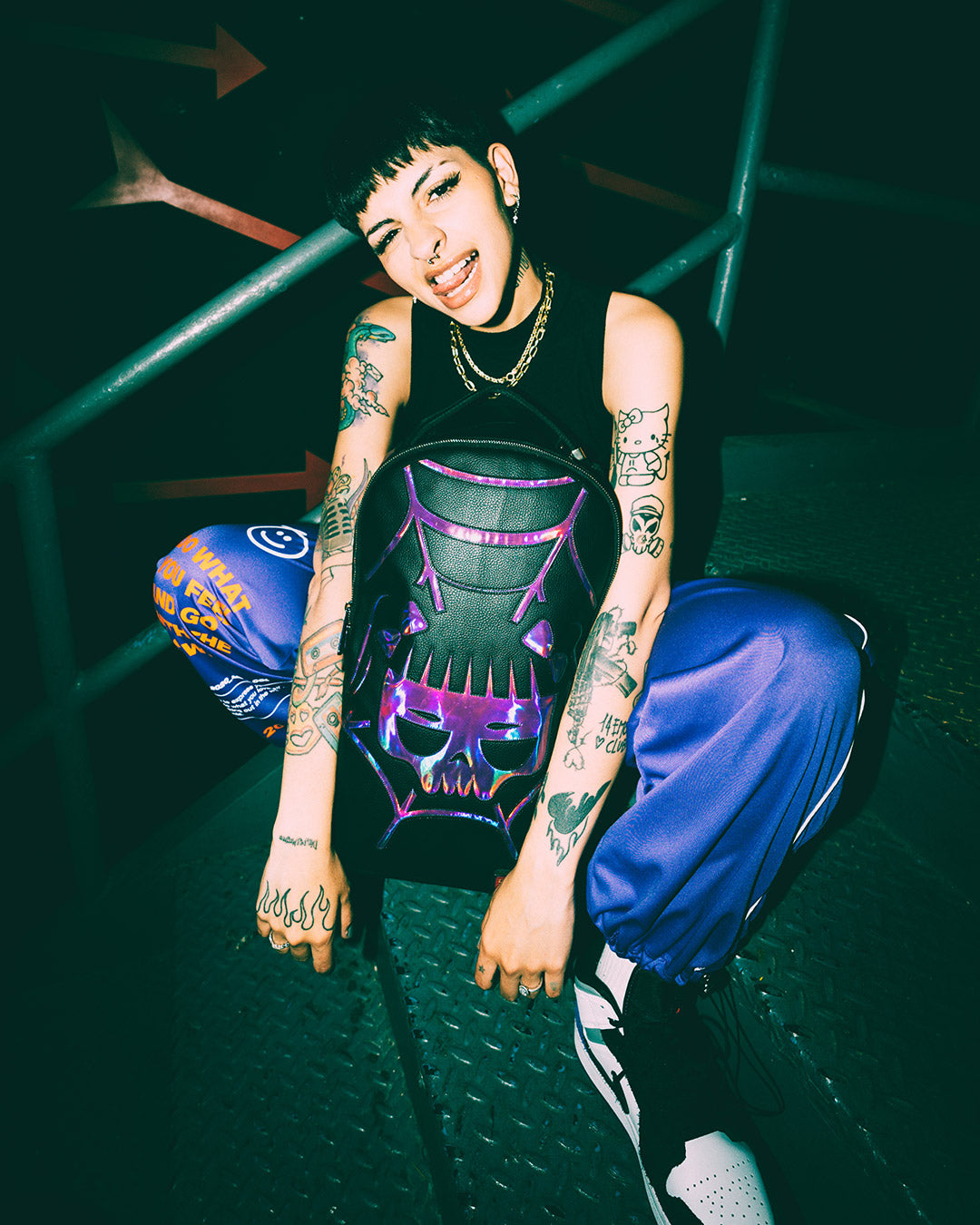 SPRAYGROUND Cazzu Iridescent Cut & Sew Spider Skull Shark Backpack (DLXV) — product image 2