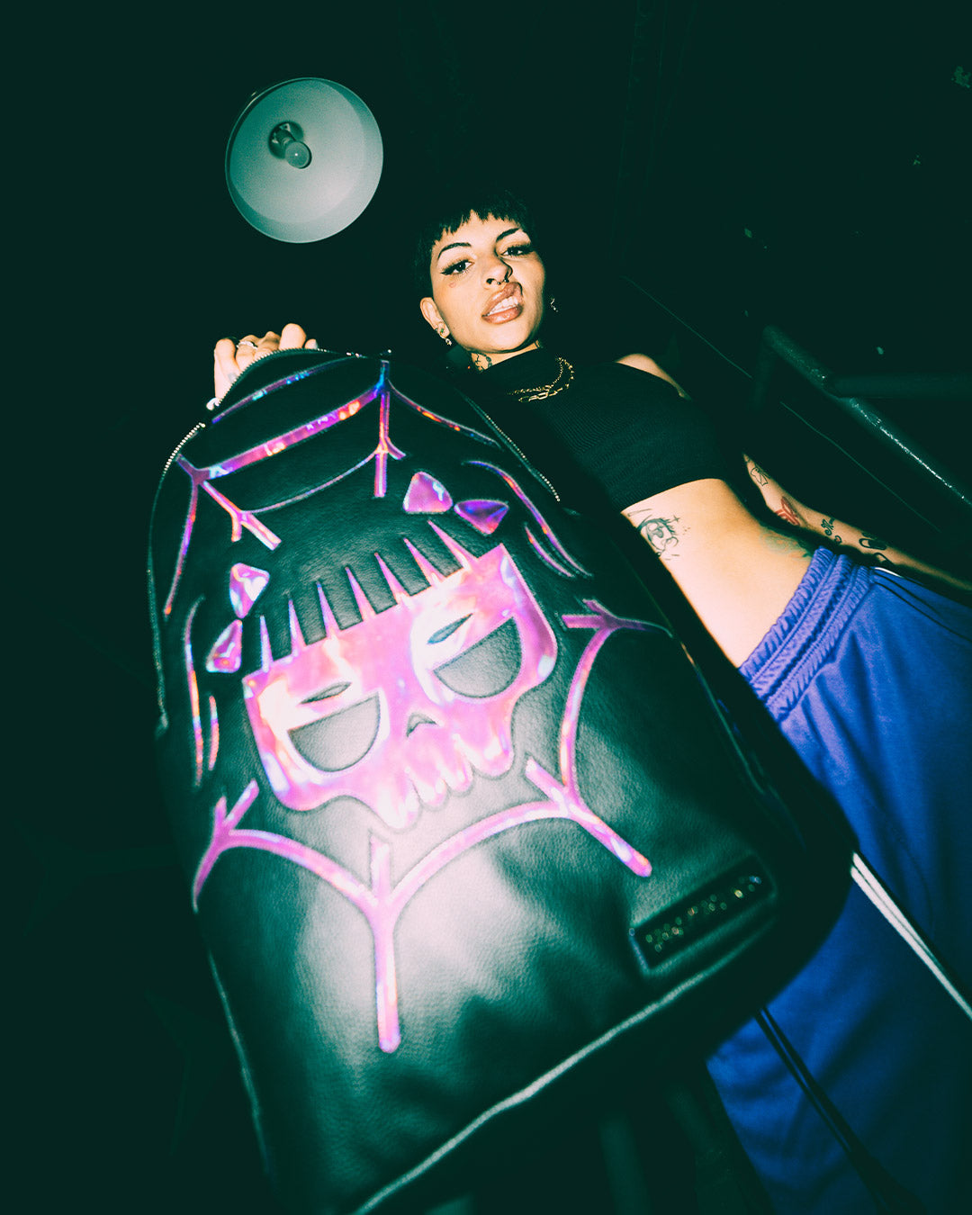 SPRAYGROUND Cazzu Iridescent Cut & Sew Spider Skull Shark Backpack (DLXV) — product image 6