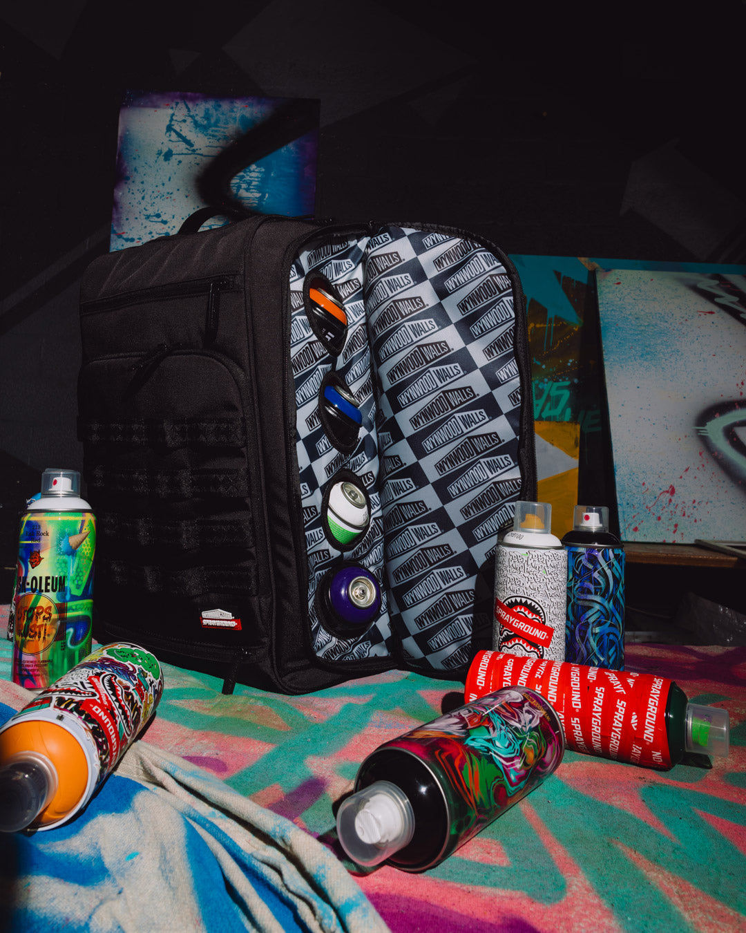 SPRAYGROUND Wynwood Walls Collab Graffiti Utility Backpack (8 Can Holder) — product image 2