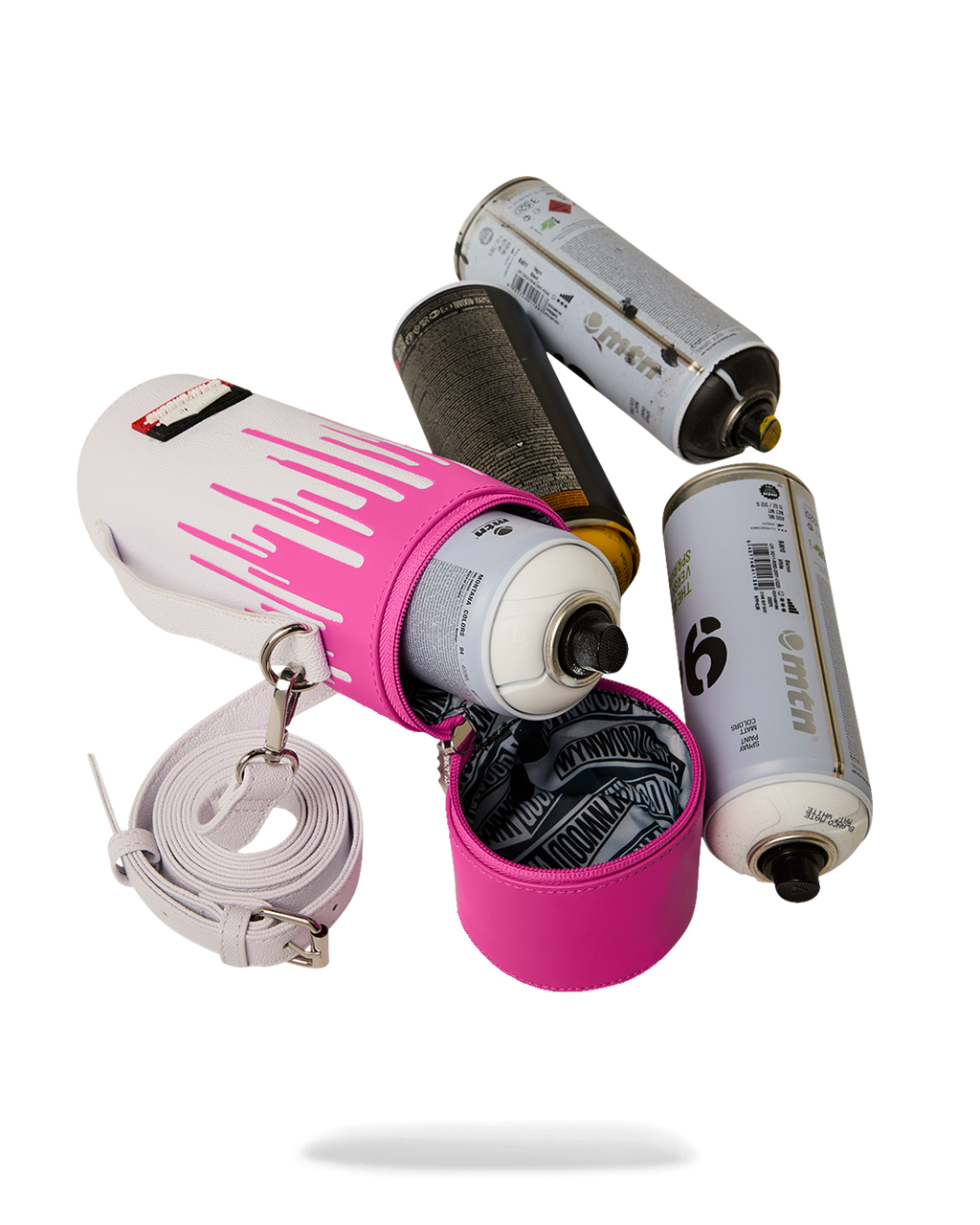 SPRAYGROUND Wynwood Walls Collab Water Bottle Or Spraycan Holder (Wht/Pnk) — product image 3