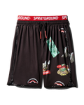 SPRAYGROUND Patch All-In Corto Swim Trunks (Black) — product image 1