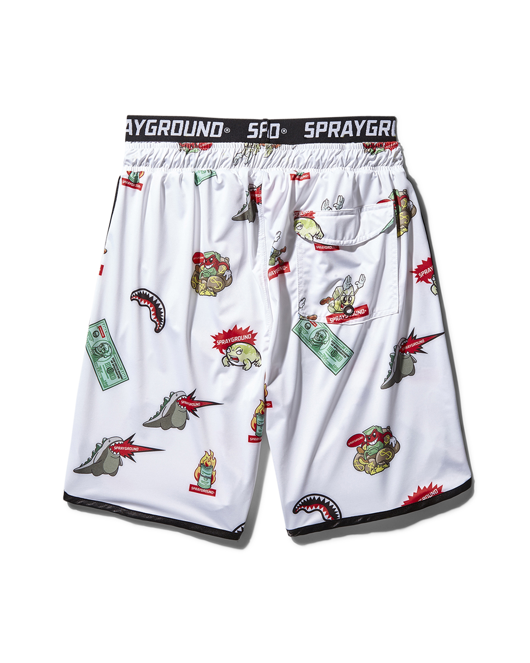 SPRAYGROUND Patch All-In Corto Swim Trunks (White) — product image 2
