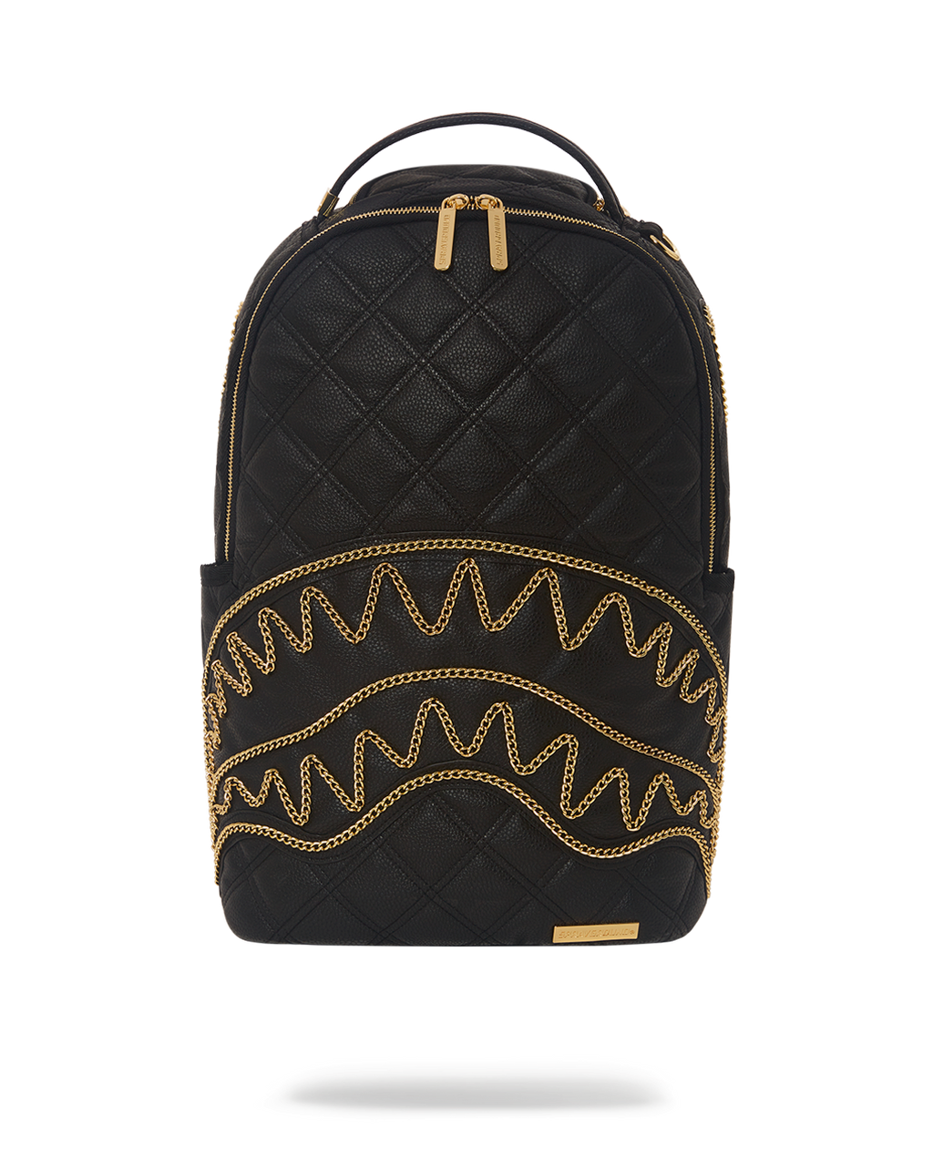 SPRAYGROUND Noir Quilt Gold Chain Shark Backpack (DLXV) — product image 1