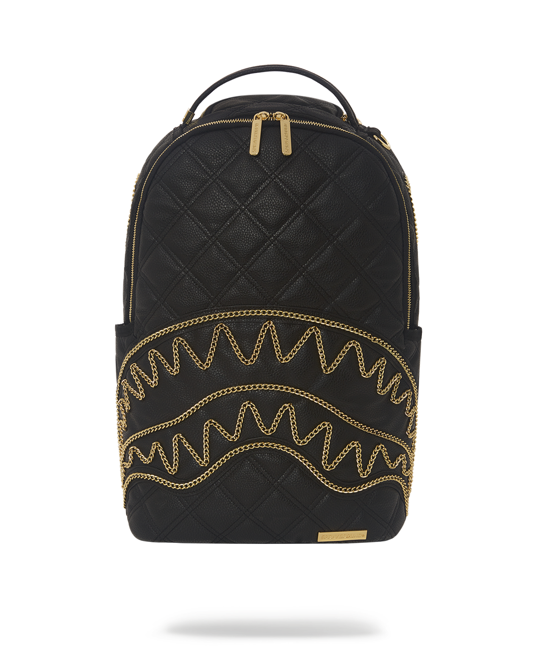 SPRAYGROUND Noir Quilt Gold Chain Shark Backpack (DLXV) — product image 1