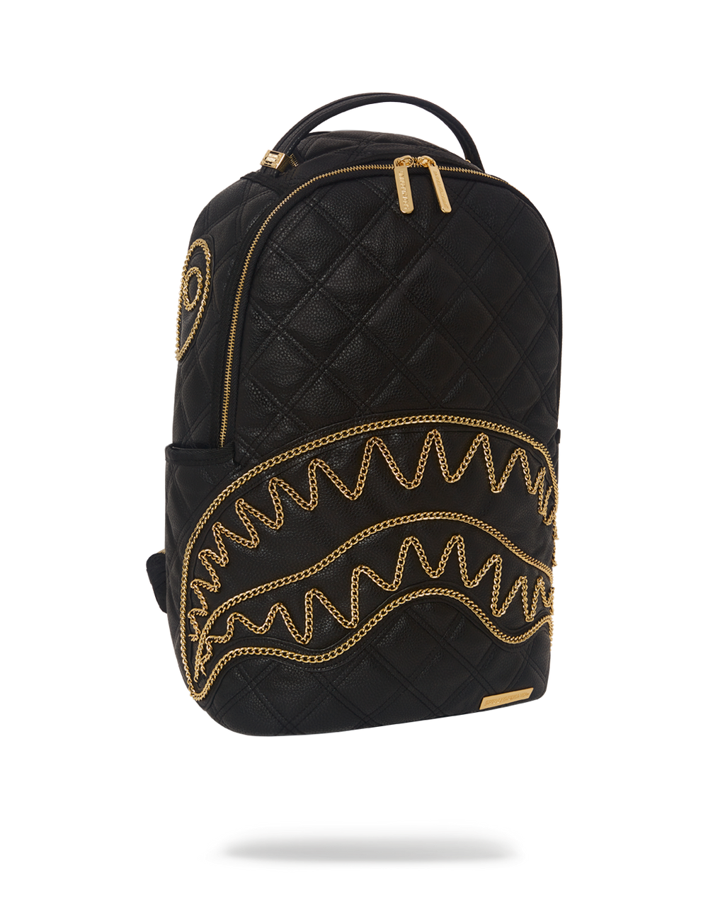 SPRAYGROUND Noir Quilt Gold Chain Shark Backpack (DLXV) — product image 7
