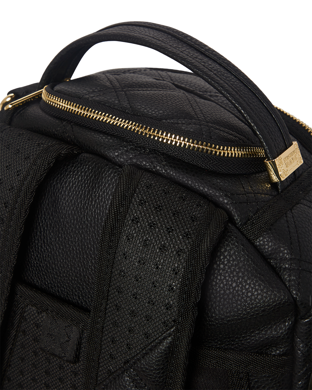 SPRAYGROUND Noir Quilt Gold Chain Shark Backpack (DLXV) — product image 12