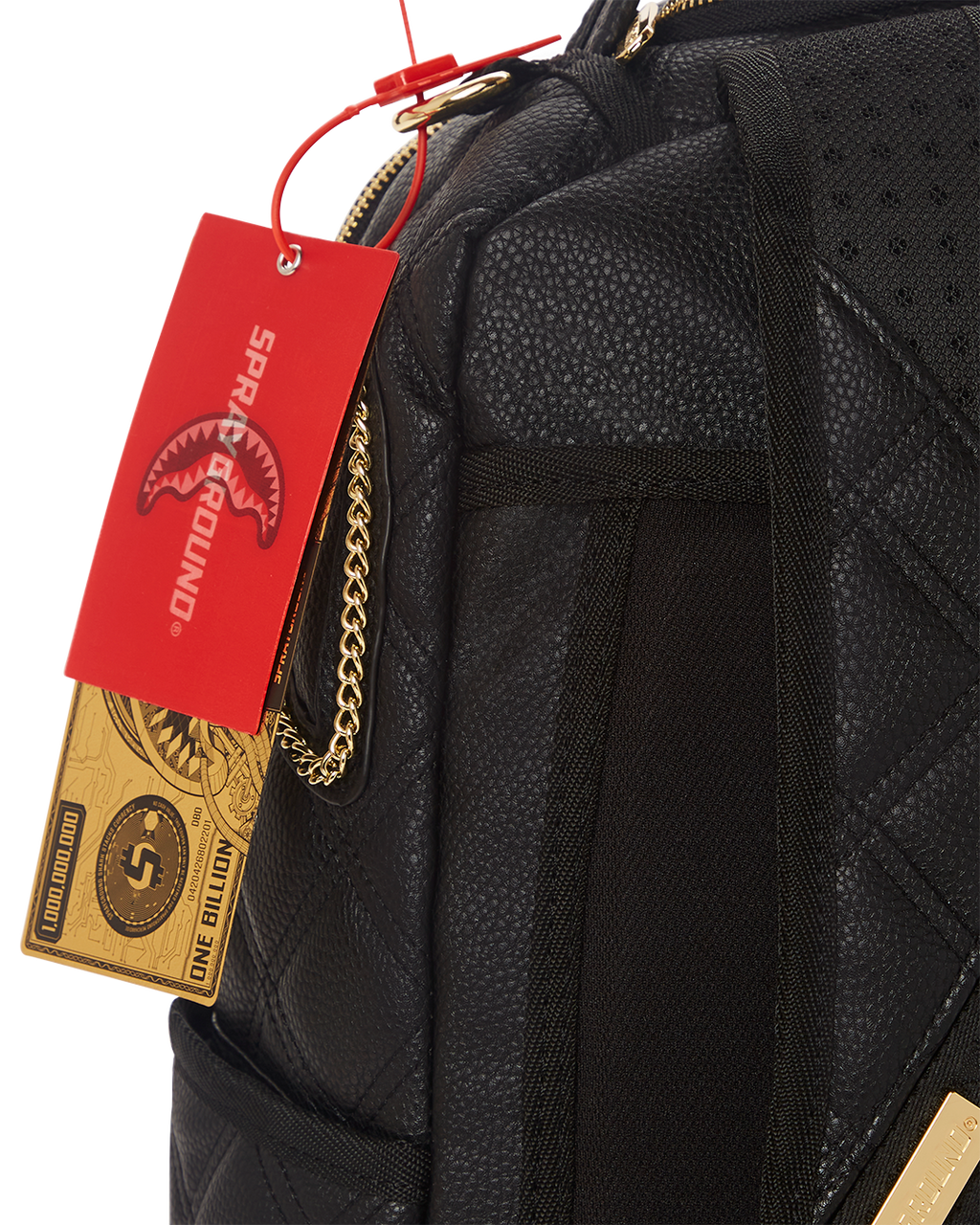 SPRAYGROUND Noir Quilt Gold Chain Shark Backpack (DLXV) — product image 13