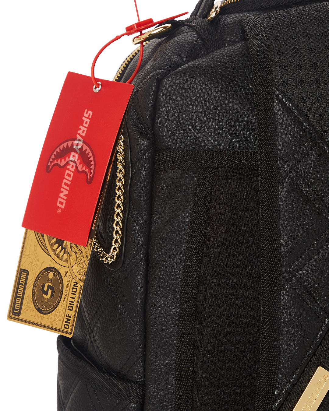 SPRAYGROUND Noir Quilt Gold Chain Shark Backpack (DLXV) — product image 13