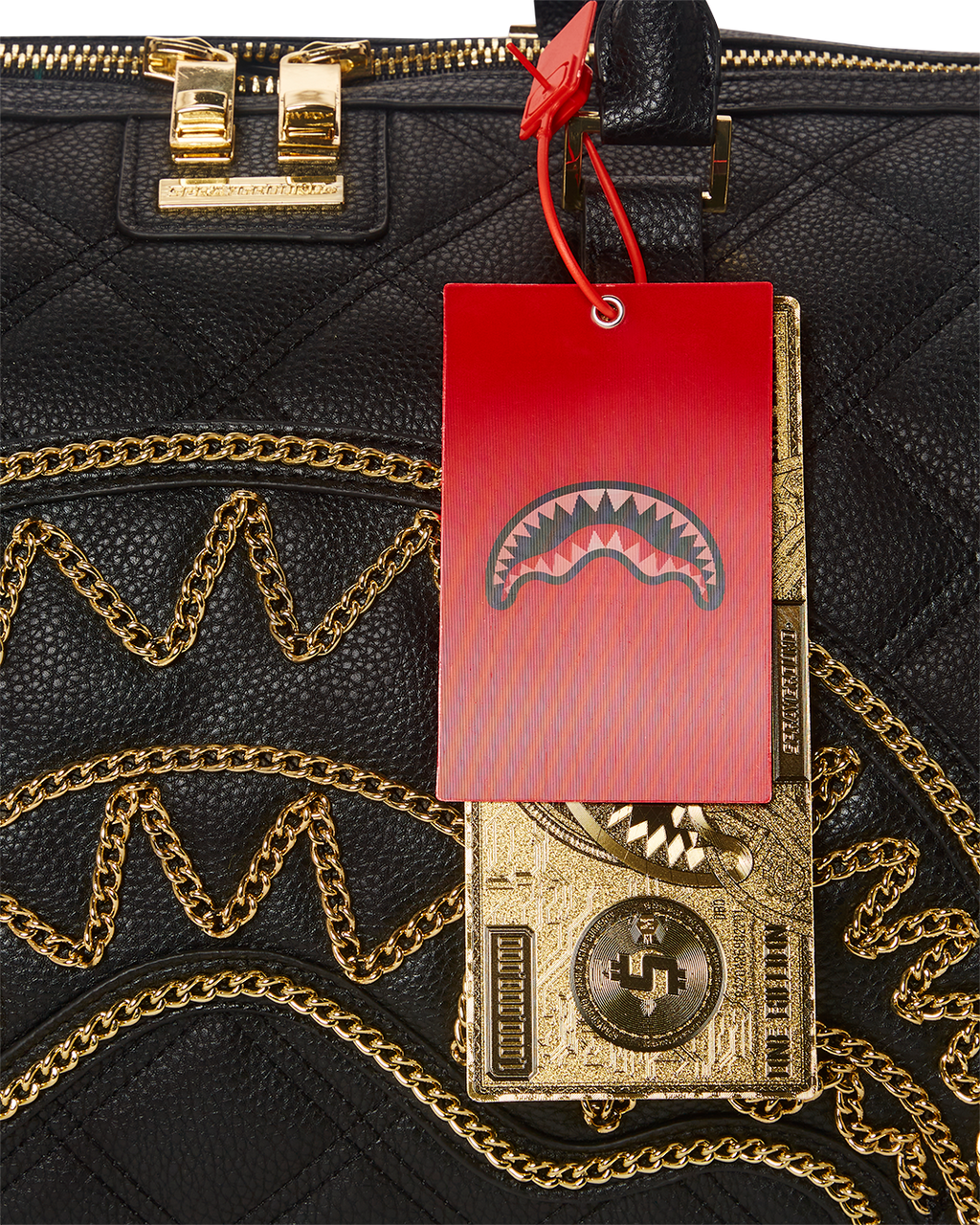 SPRAYGROUND Noir Quilt Gold Chain Shark Duffle — product image 15