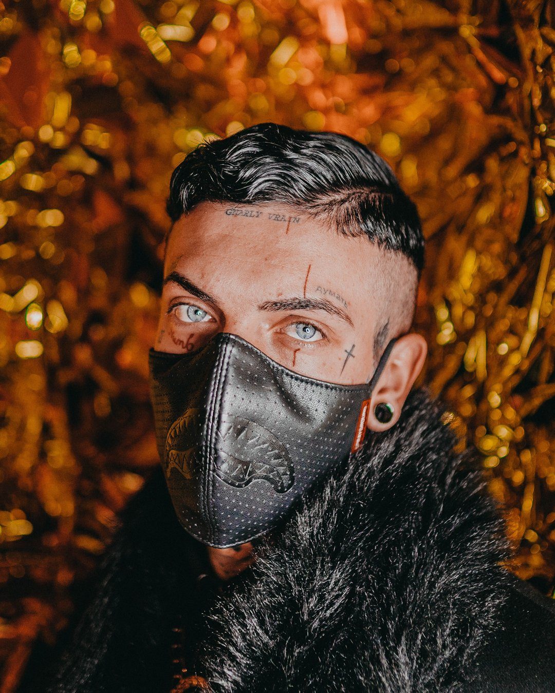 SPRAYGROUND Midnight Shark Vegan Leather Facemask — product image 4