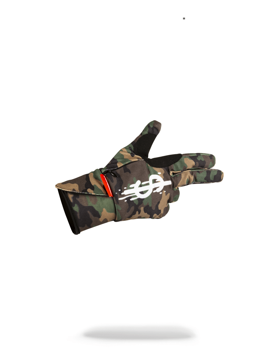 SPRAYGROUND Left Red / Right Camo Money Drips Gloves — product image 4