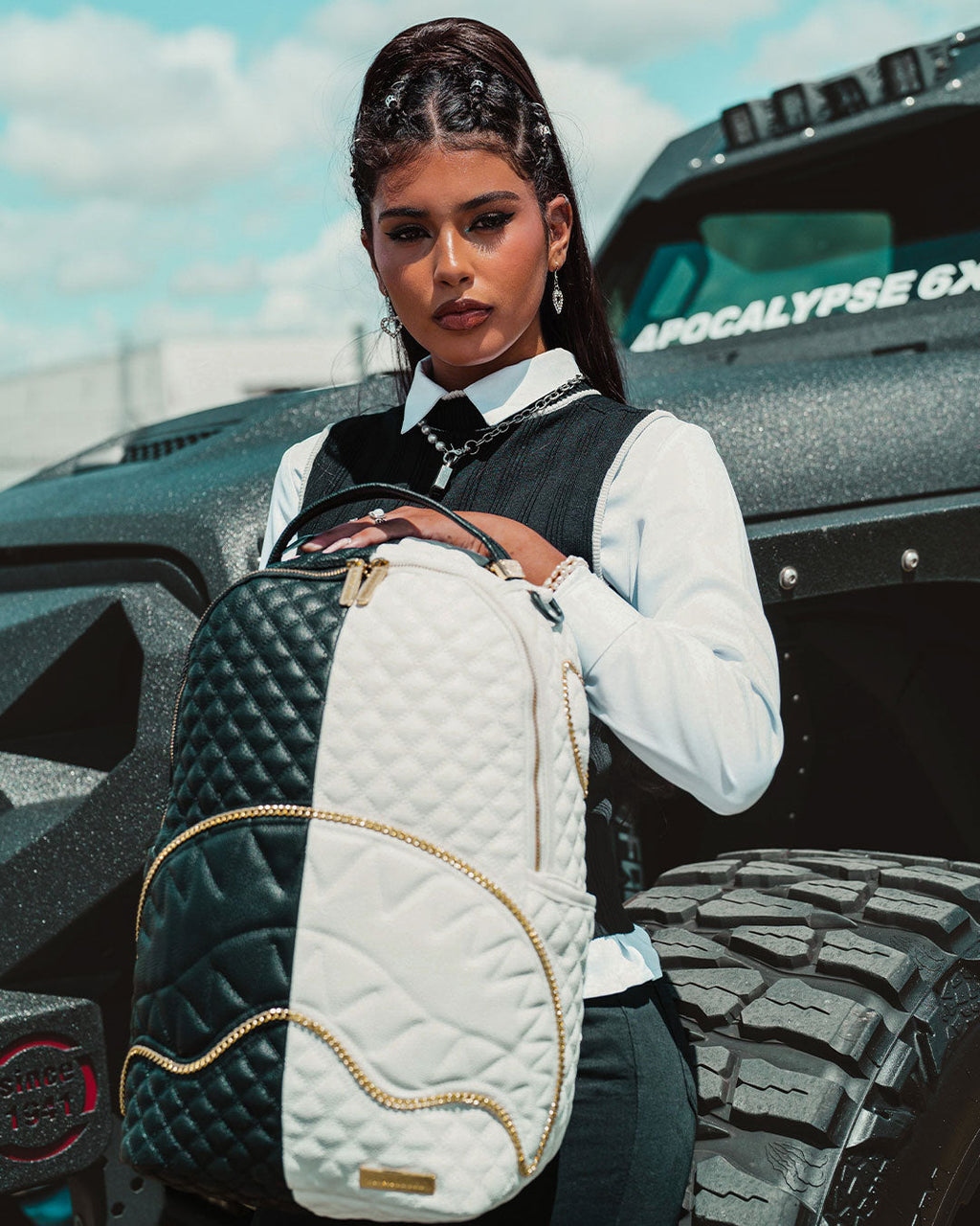 SPRAYGROUND Leveled Up Split Quilt Shark Backpack (DLXV) — product image 6
