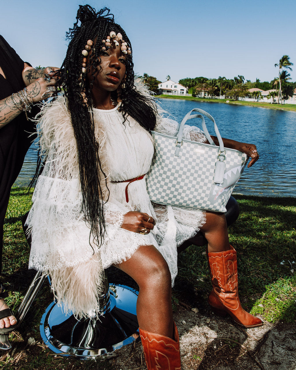 SPRAYGROUND Knit Sharks In Paris In Cream Tote — product image 2