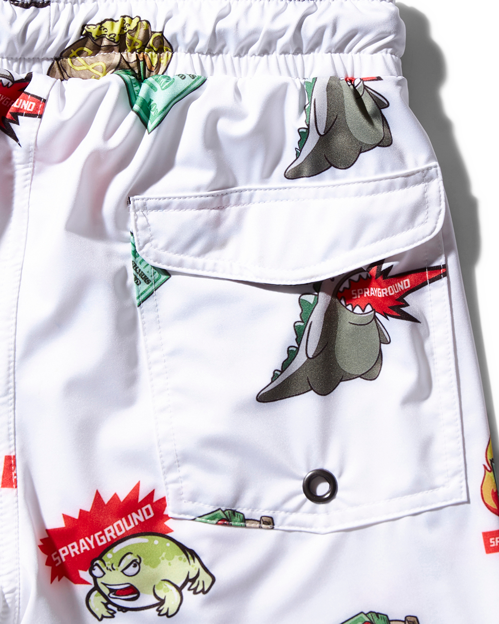 SPRAYGROUND Kids Patch All-In Swim Trunks (White) — product image 3