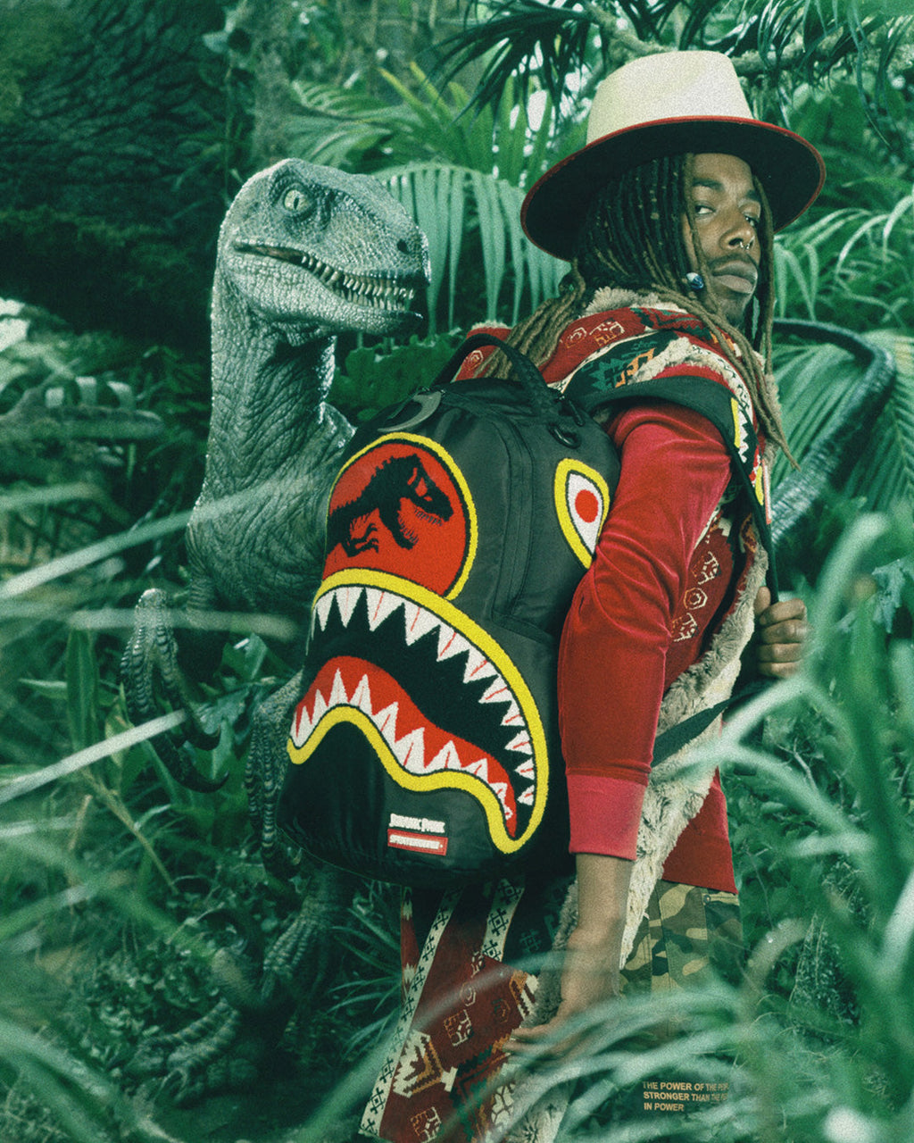 SPRAYGROUND Jurassic Park Shark "Chenille Shark" Backpack (DLXR) — product image 2