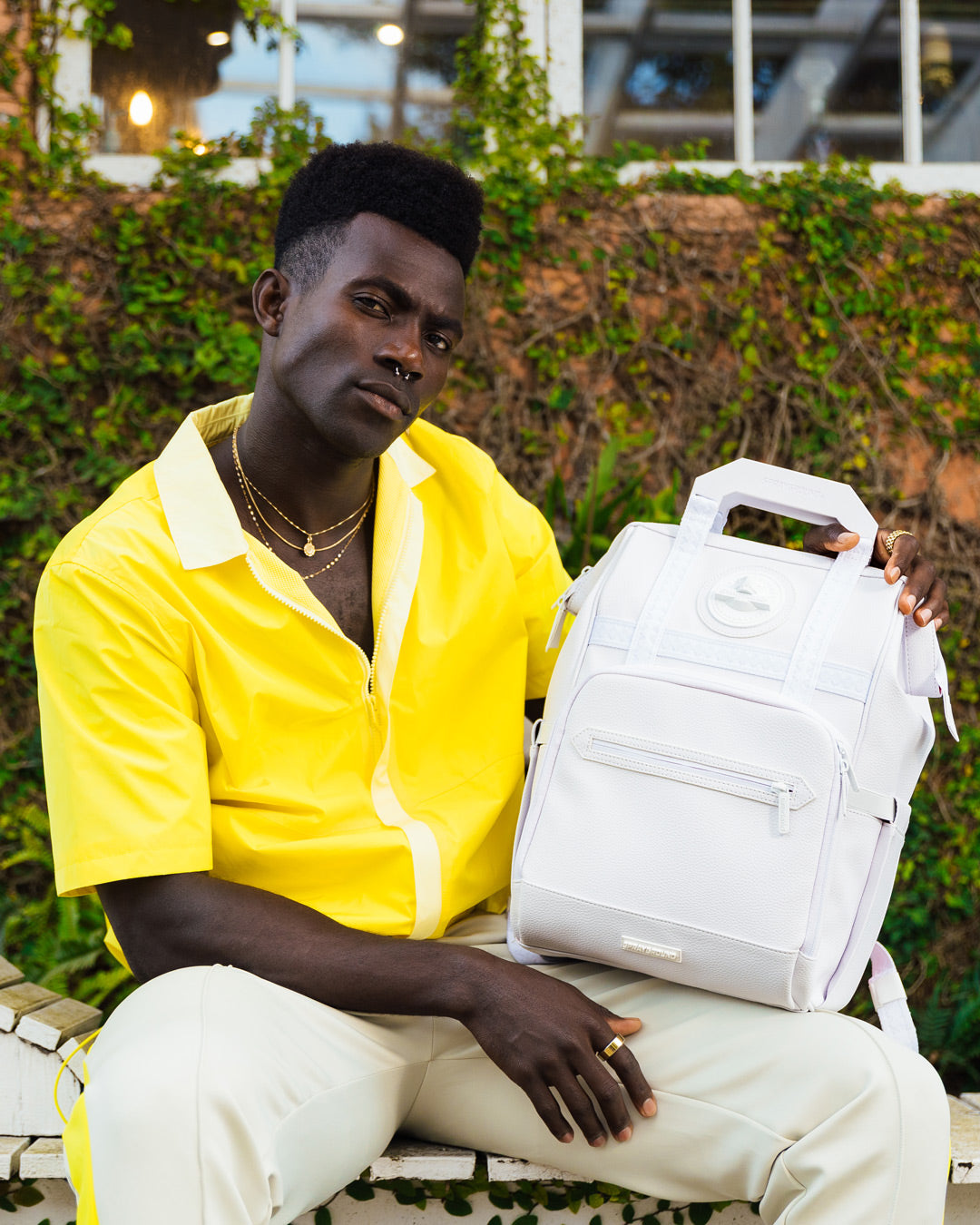 SPRAYGROUND Heavy Metal Shark White Out Biz Top Opener Backpack — product image 2