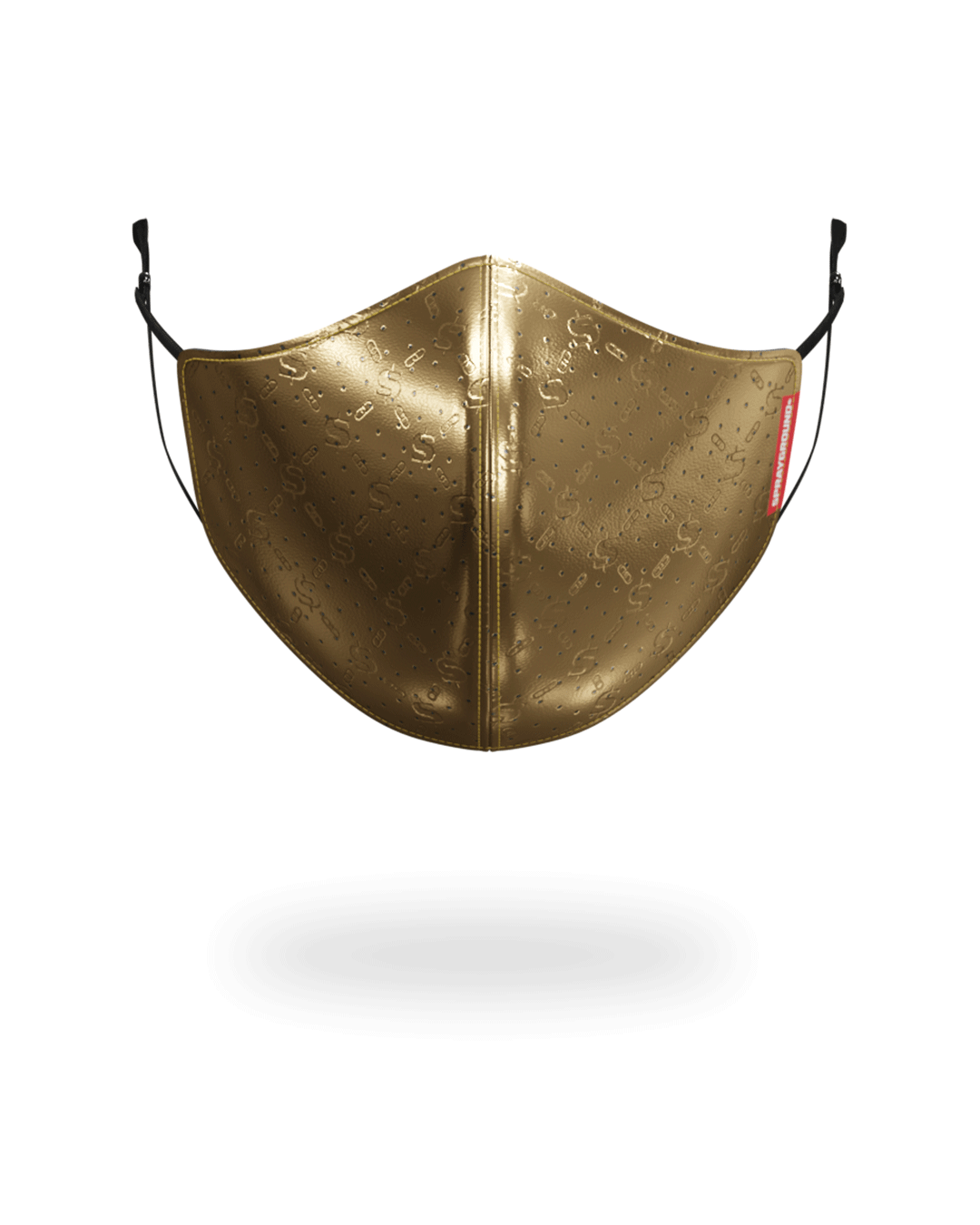 SPRAYGROUND Gold Money Pattern Vegan Leather Face Mask — product image 1