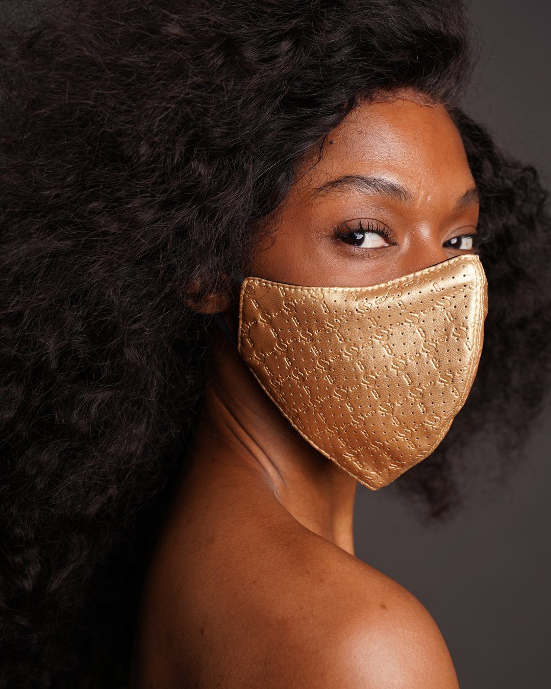 SPRAYGROUND Gold Money Pattern Vegan Leather Face Mask — product image 2