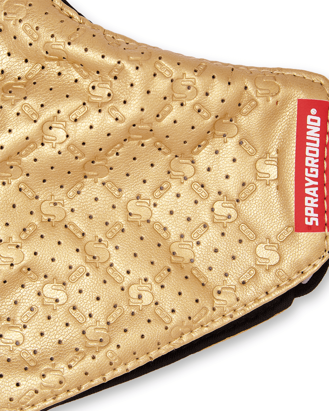 SPRAYGROUND Gold Money Pattern Vegan Leather Face Mask — product image 5