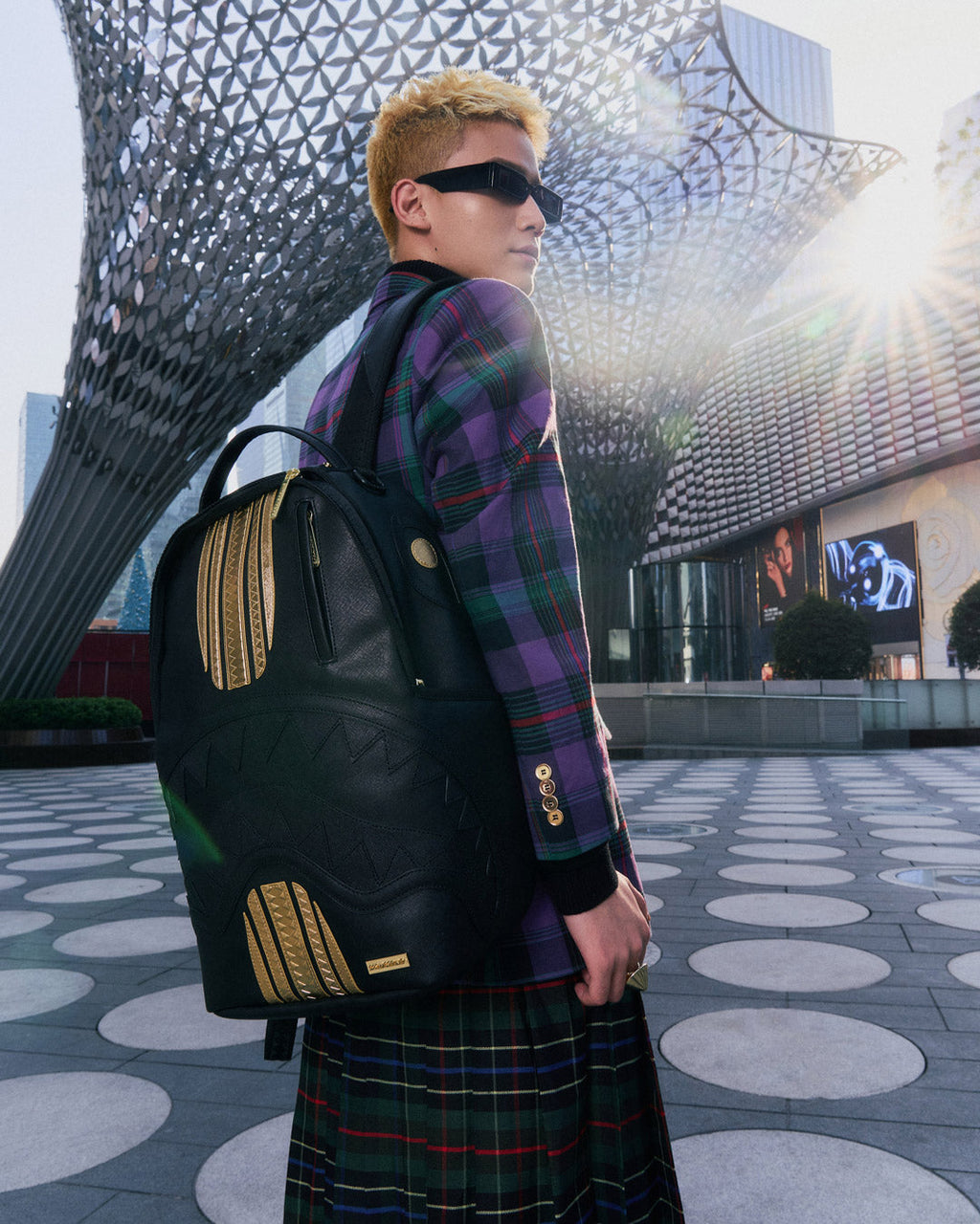 SPRAYGROUND Gold And Black Racing Stripes Backpack — product image 4