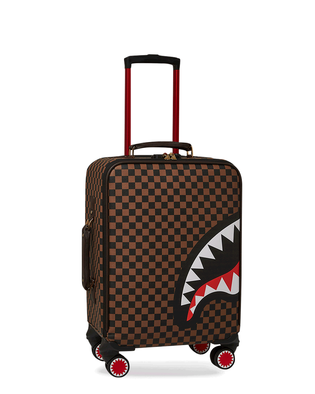 SPRAYGROUND Exterior Gold Zip Pocket Sharks In Paris Jetsetter Carry-On Luggage — product image 1
