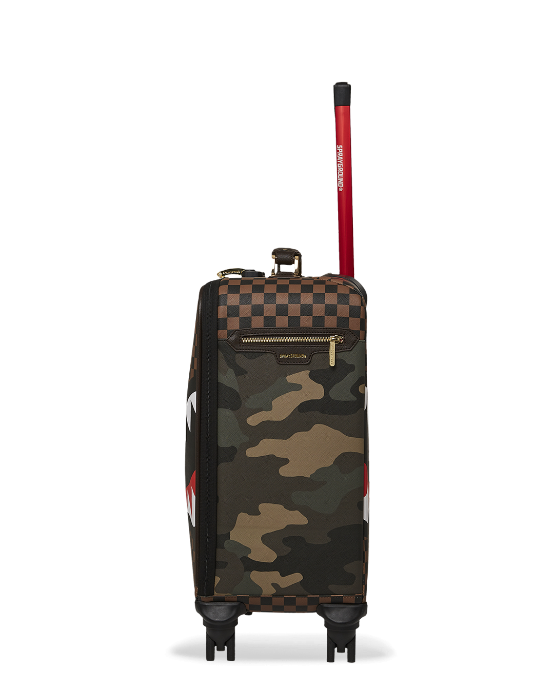 SPRAYGROUND Exterior Gold Zip Pocket Sharks In Paris Jetsetter Carry-On Luggage — product image 5