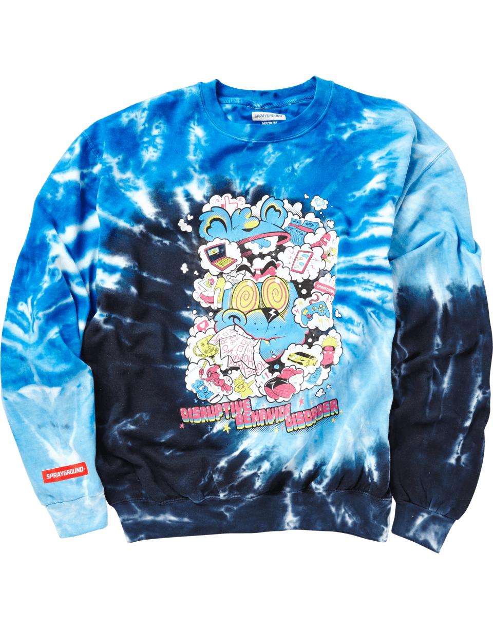 SPRAYGROUND Disruptive Behavior Disorder Crew Royal Blue Tie Dye — product image 1