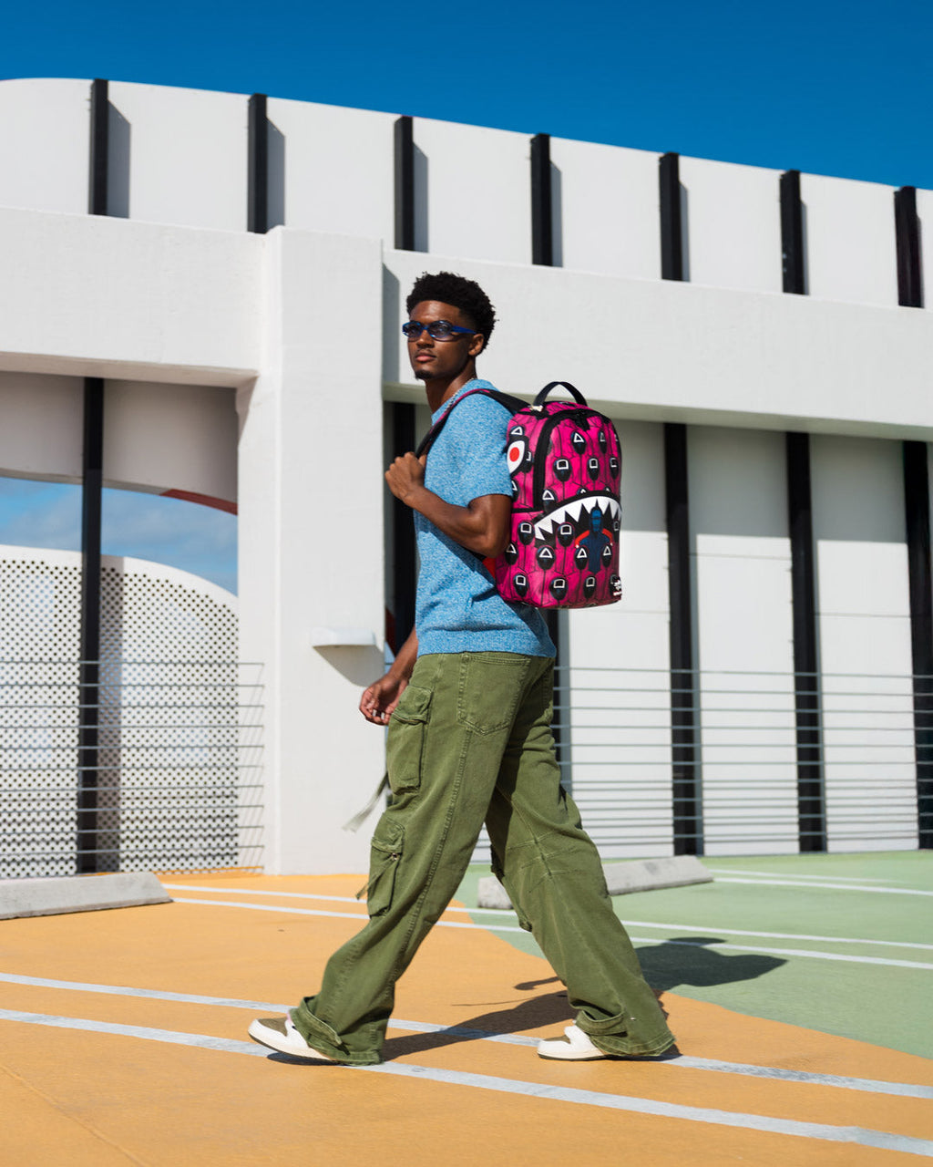 SPRAYGROUND Squid Game Collab Front Man & Pink Guard Sharks Backpack — product image 2