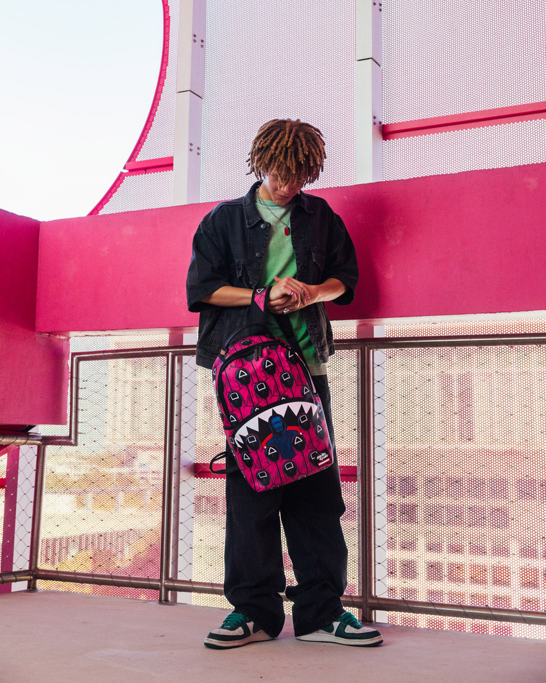 SPRAYGROUND Squid Game Collab Front Man & Pink Guard Sharks Backpack — product image 6