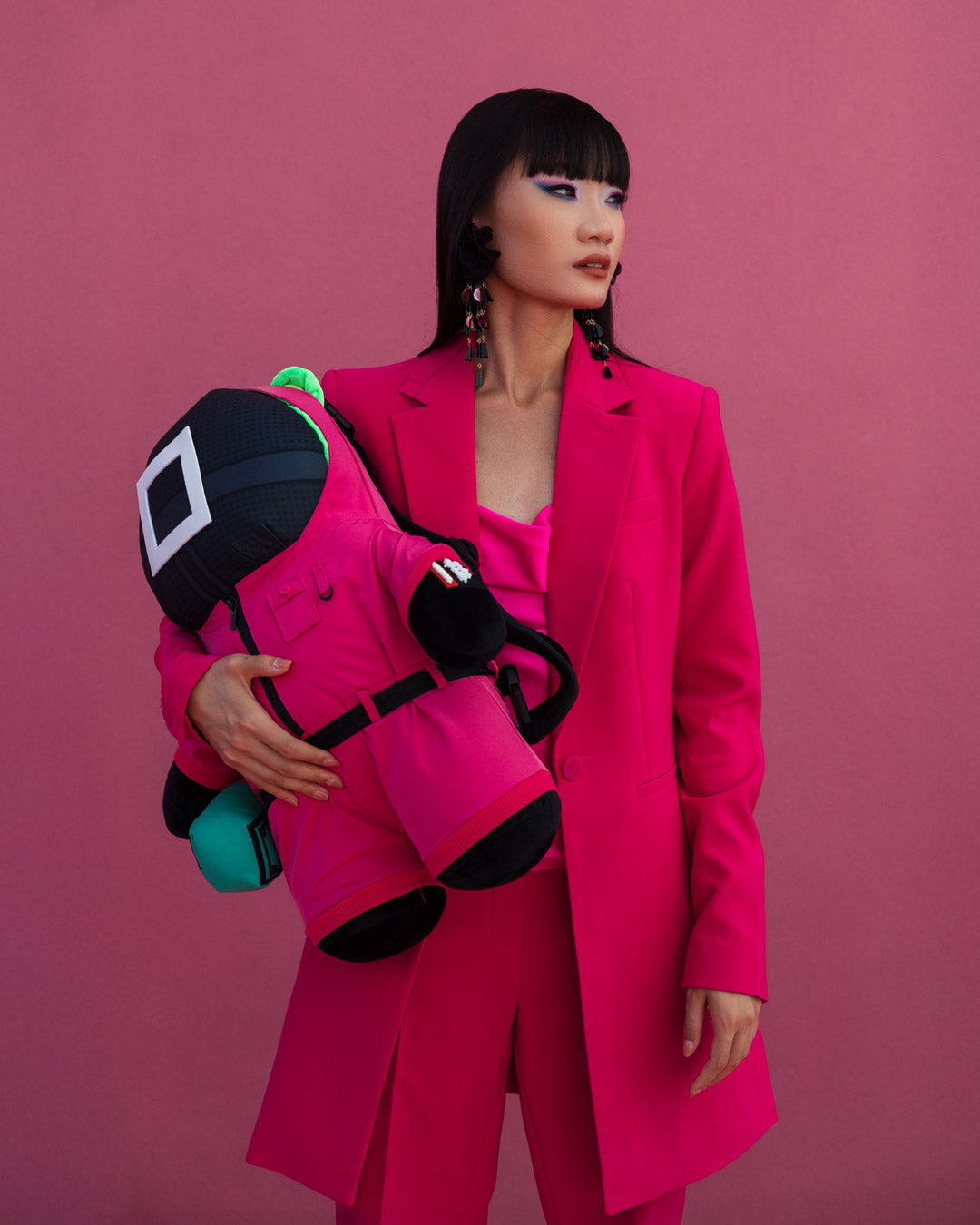 SPRAYGROUND Squid Game Collab Pink Soldiers Bear Backpack — product image 2